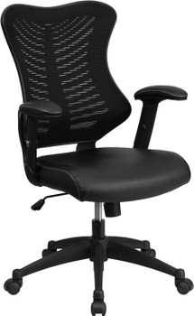 Flash Furniture Black High Back Leather Chair, Model# BL-ZP-806-BK-LEA-GG