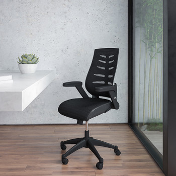 Flash Furniture Black High Back Mesh Chair, Model# BL-ZP-809-BK-GG 2
