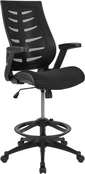 Flash Furniture Black Mesh Drafting Chair, Model# BL-ZP-809D-BK-GG