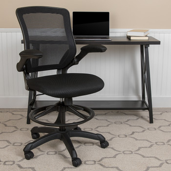 Flash Furniture Black Mesh Drafting Chair, Model# BL-ZP-8805D-BK-GG 2