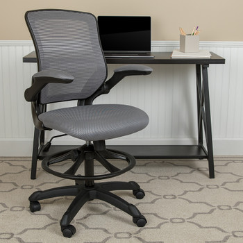 Flash Furniture Dark Gray Mesh Drafting Chair, Model# BL-ZP-8805D-DKGY-GG 2