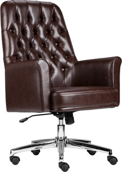 Flash Furniture Brown Mid-Back Leather Chair, Model# BT-444-MID-BN-GG