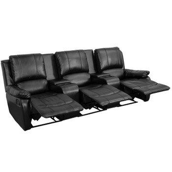 Flash Furniture Allure Series Black Leather Theater - 3 Seat, Model# BT-70295-3-BK-GG