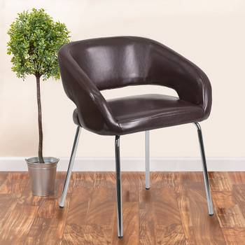 Flash Furniture Fusion Series Brown Leather Side Chair, Model# CH-162731-BN-GG 2