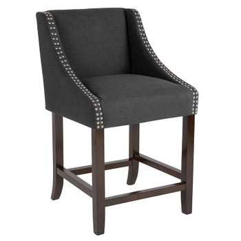 Flash Furniture Carmel Series 24" Charcoal Fabric Stool, Model# CH-182020-24-BK-F-GG