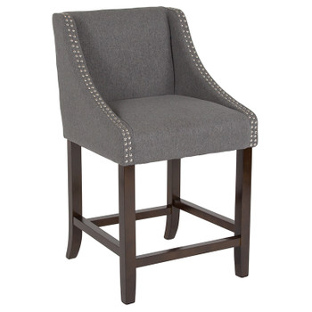 Flash Furniture Carmel Series 24" Gray Fabric Stool, Model# CH-182020-24-DKGY-F-GG