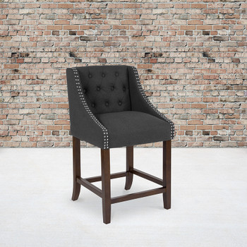 Flash Furniture Carmel Series 24" Charcoal Fabric/Wood Stool, Model# CH-182020-T-24-BK-F-GG 2