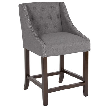 Flash Furniture Carmel Series 24" Gray Fabric/Wood Stool, Model# CH-182020-T-24-DKGY-F-GG