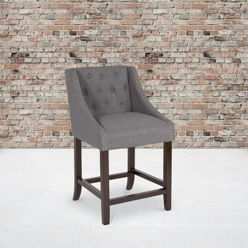 Flash Furniture Carmel Series 24" Gray Fabric/Wood Stool, Model# CH-182020-T-24-DKGY-F-GG 2
