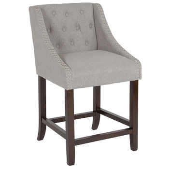 Flash Furniture Carmel Series 24" Gray Fabric/Wood Stool, Model# CH-182020-T-24-LTGY-F-GG