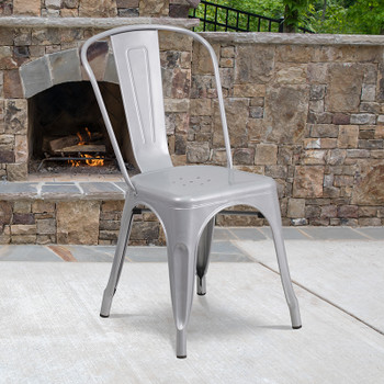 Flash Furniture Silver Metal Chair, Model# CH-31230-SIL-GG 2