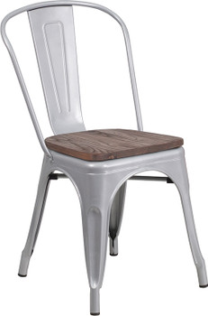 Flash Furniture Silver Metal Stack Chair, Model# CH-31230-SIL-WD-GG