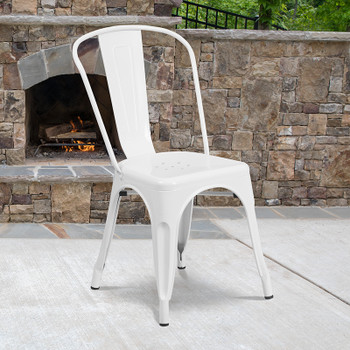 Flash Furniture White Metal Chair, Model# CH-31230-WH-GG 2