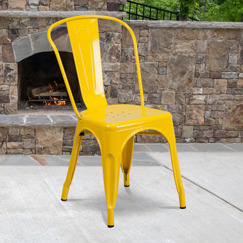 Flash Furniture Yellow Metal Chair, Model# CH-31230-YL-GG 2