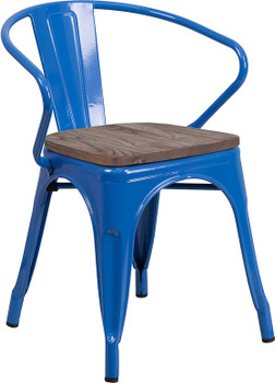 Flash Furniture Blue Metal Chair With Arms, Model# CH-31270-BL-WD-GG