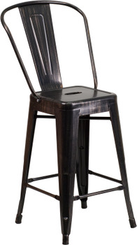 Flash Furniture 24" Aged Black Metal Stool, Model# CH-31320-24GB-BQ-GG