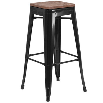 Flash Furniture 30" Black Backless Metal Stool, Model# CH-31320-30-BK-WD-GG