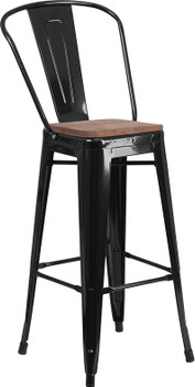 Flash Furniture 30" Black Metal Barstool, Model# CH-31320-30GB-BK-WD-GG