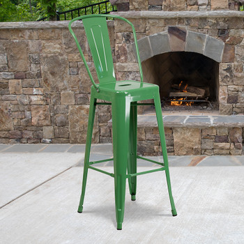 Flash Furniture 30" Green Metal Outdoor Stool, Model# CH-31320-30GB-GN-GG 2