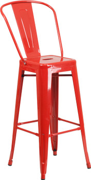 Flash Furniture 30" Red Metal Outdoor Stool, Model# CH-31320-30GB-RED-GG