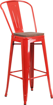 Flash Furniture 30" Red Metal Barstool, Model# CH-31320-30GB-RED-WD-GG