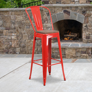 Flash Furniture 30" Red Metal Barstool, Model# CH-31320-30GB-RED-WD-GG 2