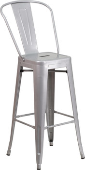 Flash Furniture 30" Silver Metal Outdoor Stool, Model# CH-31320-30GB-SIL-GG