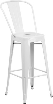 Flash Furniture 30" White Metal Outdoor Stool, Model# CH-31320-30GB-WH-GG