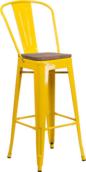 Flash Furniture 30" Yellow Metal Barstool, Model# CH-31320-30GB-YL-WD-GG