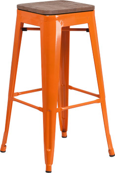 Flash Furniture 30" Orange Metal Barstool, Model# CH-31320-30-OR-WD-GG