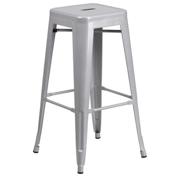 Flash Furniture 30" Silver No Back Metal Stool, Model# CH-31320-30-SIL-GG