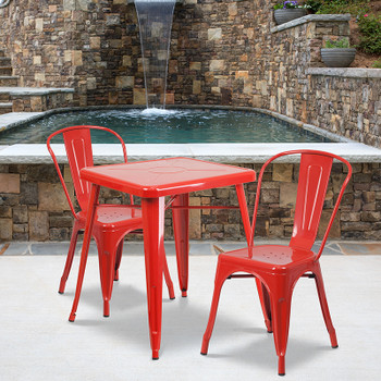 Flash Furniture 23.75SQ Red Metal Table Set, Model# CH-31330-2-30-RED-GG 2