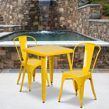 Flash Furniture 23.75SQ Yellow Metal Table Set, Model# CH-31330-2-30-YL-GG 2