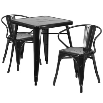 Flash Furniture 23.75SQ Black Metal Table Set, Model# CH-31330-2-70-BK-GG