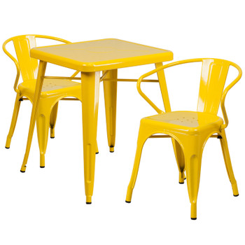 Flash Furniture 23.75SQ Yellow Metal Table Set, Model# CH-31330-2-70-YL-GG