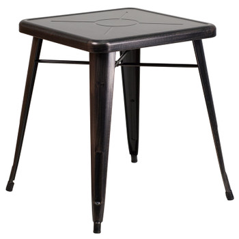 Flash Furniture 23.75SQ Aged Black Metal Table, Model# CH-31330-29-BQ-GG