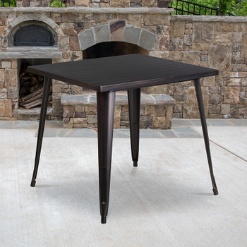 Flash Furniture 31.75SQ Aged Black Metal Table, Model# CH-51040-29-BQ-GG 2