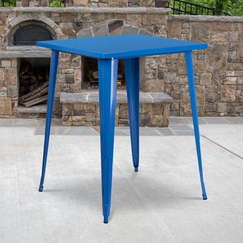 Flash Furniture 31.5SQ Blue Metal Bar Table, Model# CH-51040-40-BL-GG 2