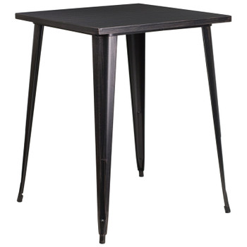 Flash Furniture 31.5SQ Aged Black Bar Table, Model# CH-51040-40-BQ-GG