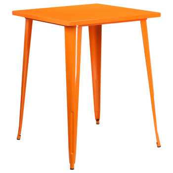 Flash Furniture 31.5SQ Orange Metal Bar Table, Model# CH-51040-40-OR-GG