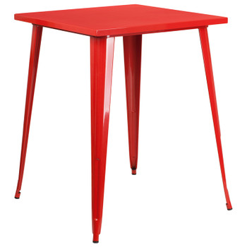 Flash Furniture 31.5SQ Red Metal Bar Table, Model# CH-51040-40-RED-GG