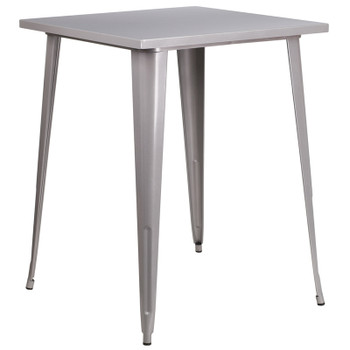 Flash Furniture 31.5SQ Silver Metal Bar Table, Model# CH-51040-40-SIL-GG