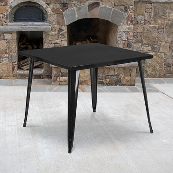 Flash Furniture 35.5SQ Black Metal Table, Model# CH-51050-29-BK-GG 2