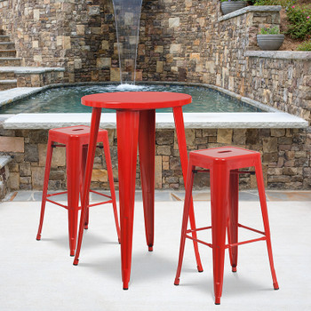 Flash Furniture 24RD Red Metal Bar Set, Model# CH-51080BH-2-30SQST-RED-GG 2