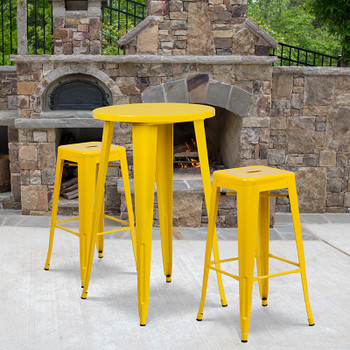 Flash Furniture 24RD Yellow Metal Bar Set, Model# CH-51080BH-2-30SQST-YL-GG 2