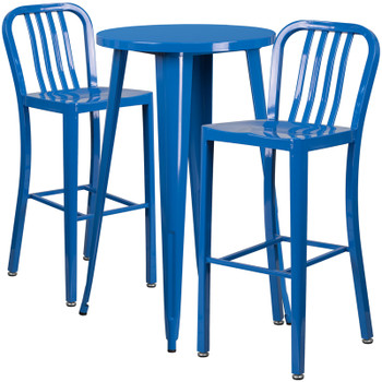 Flash Furniture 24RD Blue Metal Bar Set, Model# CH-51080BH-2-30VRT-BL-GG