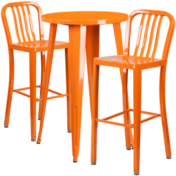Flash Furniture 24RD Orange Metal Bar Set, Model# CH-51080BH-2-30VRT-OR-GG