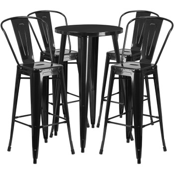 Flash Furniture 24RD Black Metal Bar Set, Model# CH-51080BH-4-30CAFE-BK-GG