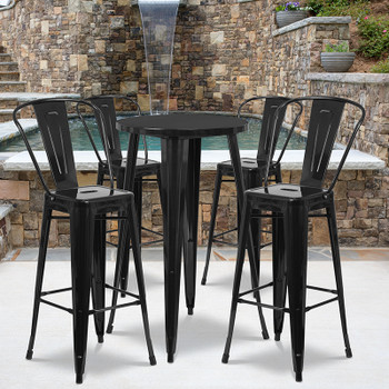 Flash Furniture 24RD Black Metal Bar Set, Model# CH-51080BH-4-30CAFE-BK-GG 2