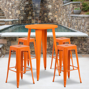 Flash Furniture 24RD Orange Metal Bar Set, Model# CH-51080BH-4-30SQST-OR-GG 2
